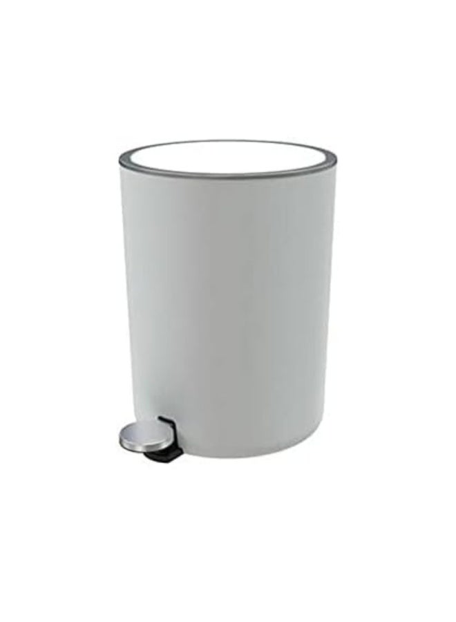 Primanova Pedal Trash Can 5 Liter Acrylic Round Waste Bin With Soft Close Lid And Removable Inner Bucket For Bathroom Bedroom Office 28 cm x 21 cm (Gray) - Image 1